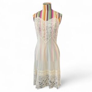 Vintage Vanity Fair Ivory Lace Slip Dress